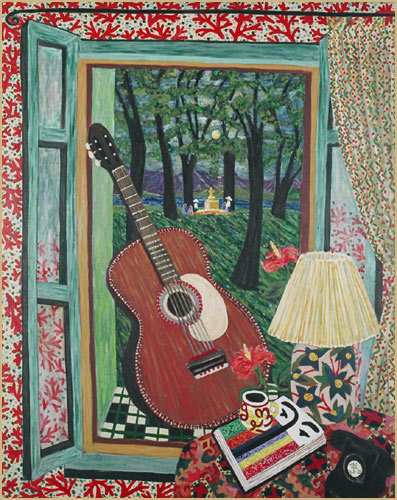 "Guitar at my window", painting by Meg Davis